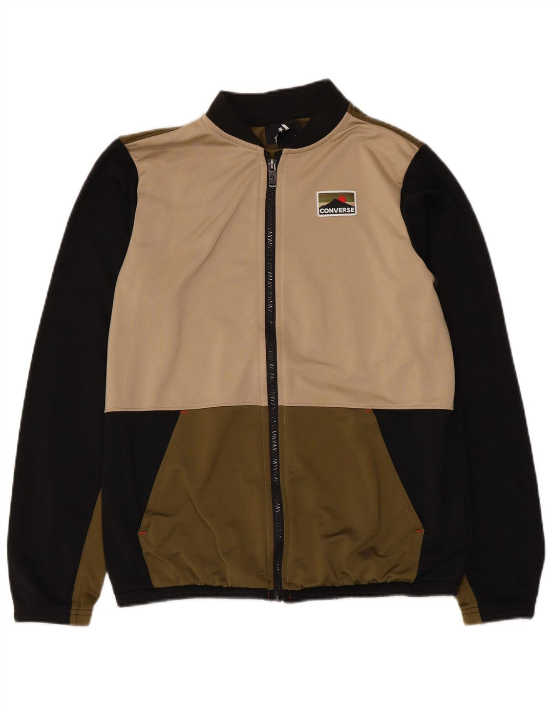 Converse Boys Tracksuit Top Jacket 13-14 Years XL Black Colourblock