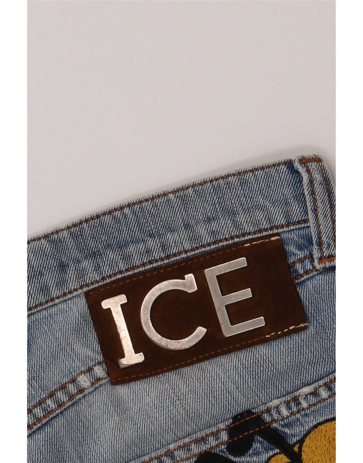 Iceberg Dame Pluto Distressed Slim Jeans W32 L32 Blå Bomuld tegneserie