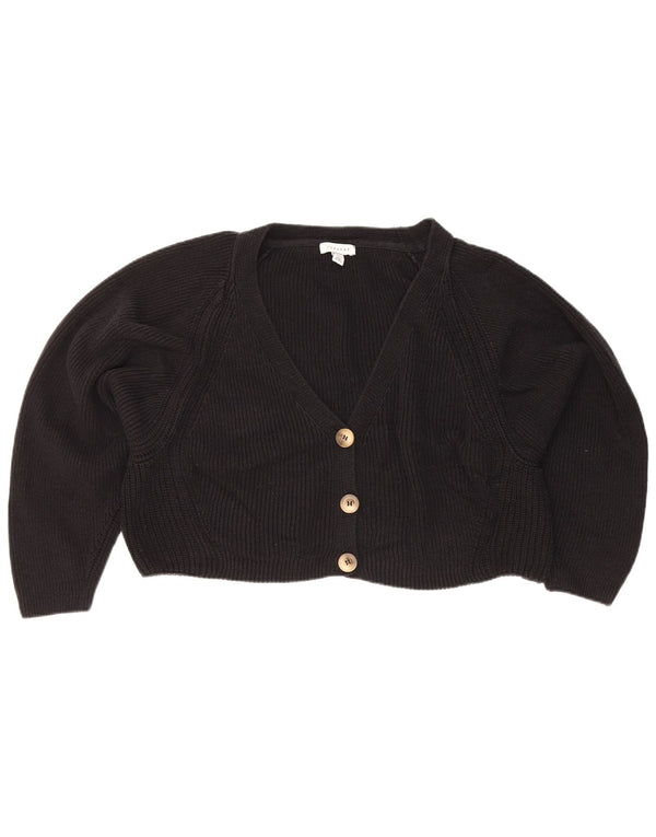 Suéter cardigã feminino superdimensionado Topshop Reino Unido 10 algodão preto pequeno