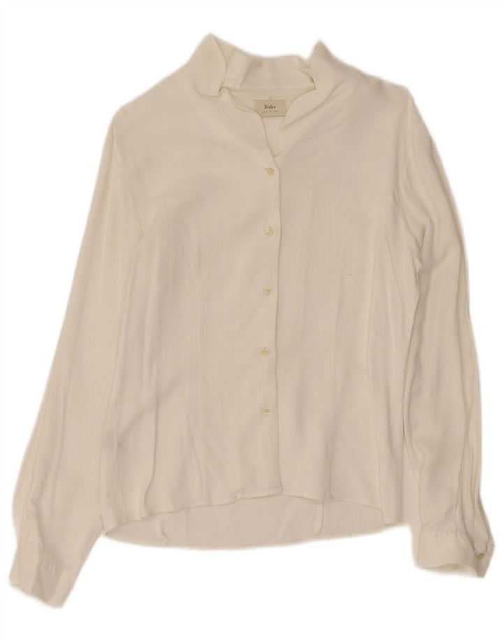 Sisley Dame Shirt Bluse IT 44 Medium White Viscose