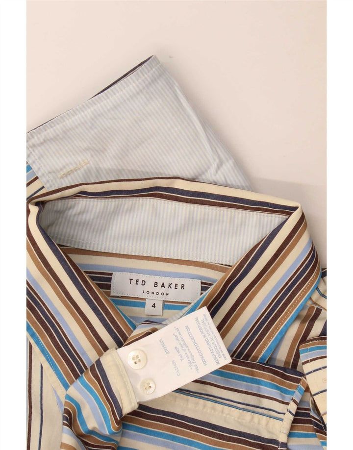 Ted Baker Mens Formal Shirt Size 4 Large Multicoloured Striped Cotton
