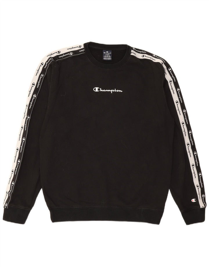 CHAMPION Mens Graphic Sweatshirt Jumper Large Black Cotton