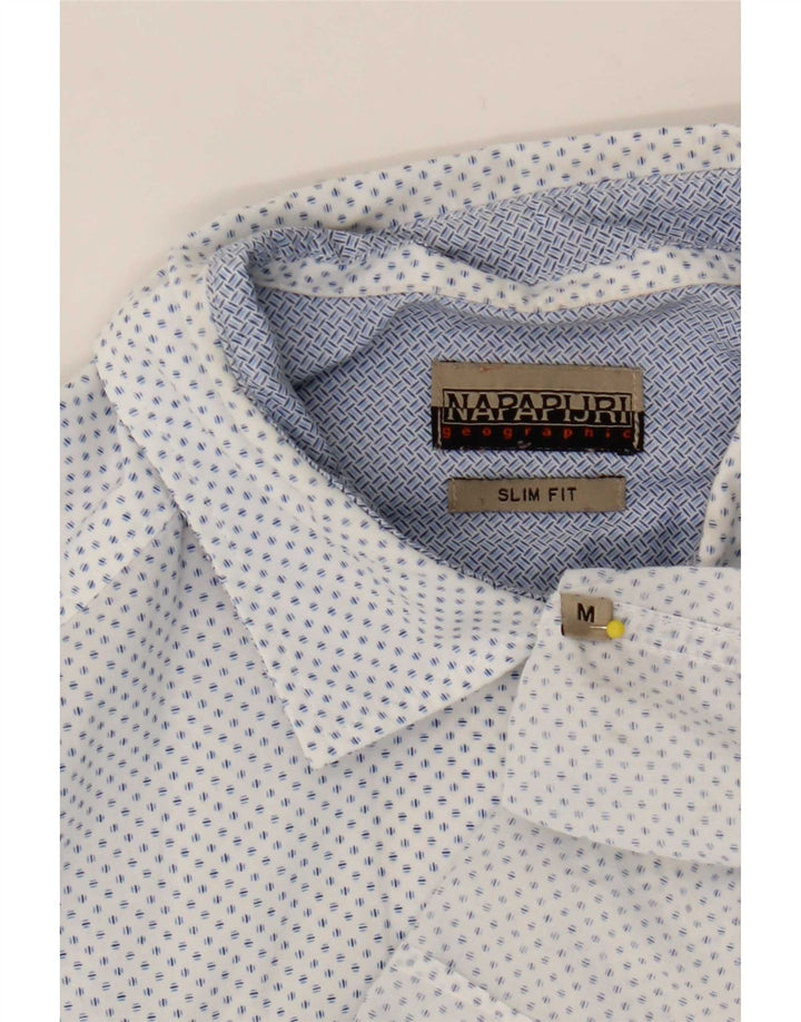 Koszula męska Napapijri Slim Fit, średnia, biała w cętki