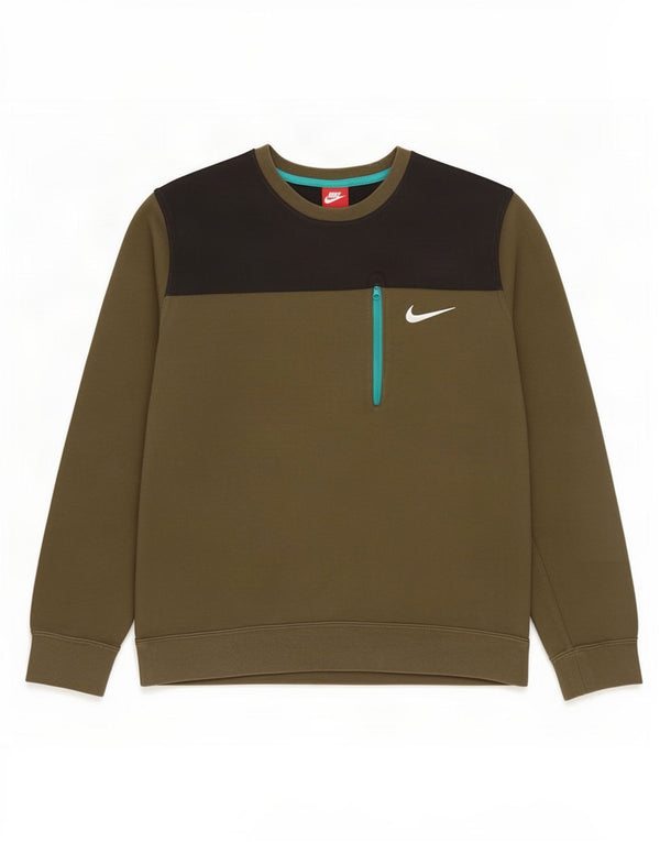 Nike Sweat-shirt pour homme en coton color block Kaki Large