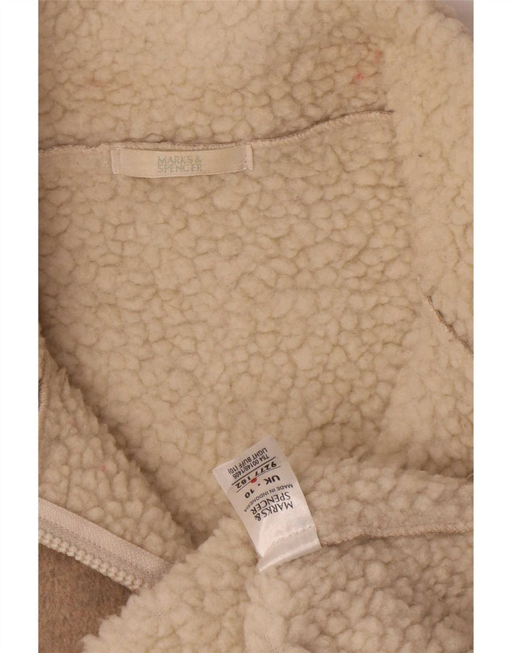 Marks & Spencer Womens Sherpa Oversized Overcoat UK 10 Small Beige Flecked