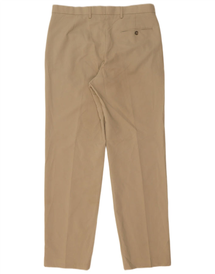Marks & Spencer Mens Regular Suit Trousers W34 L33 Beige Polyester