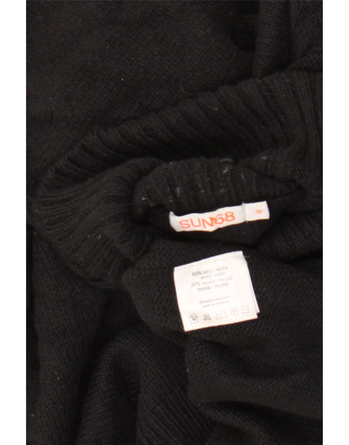 Sun68 Mens Roll Neck Jumper Sweater Medium Black Wool