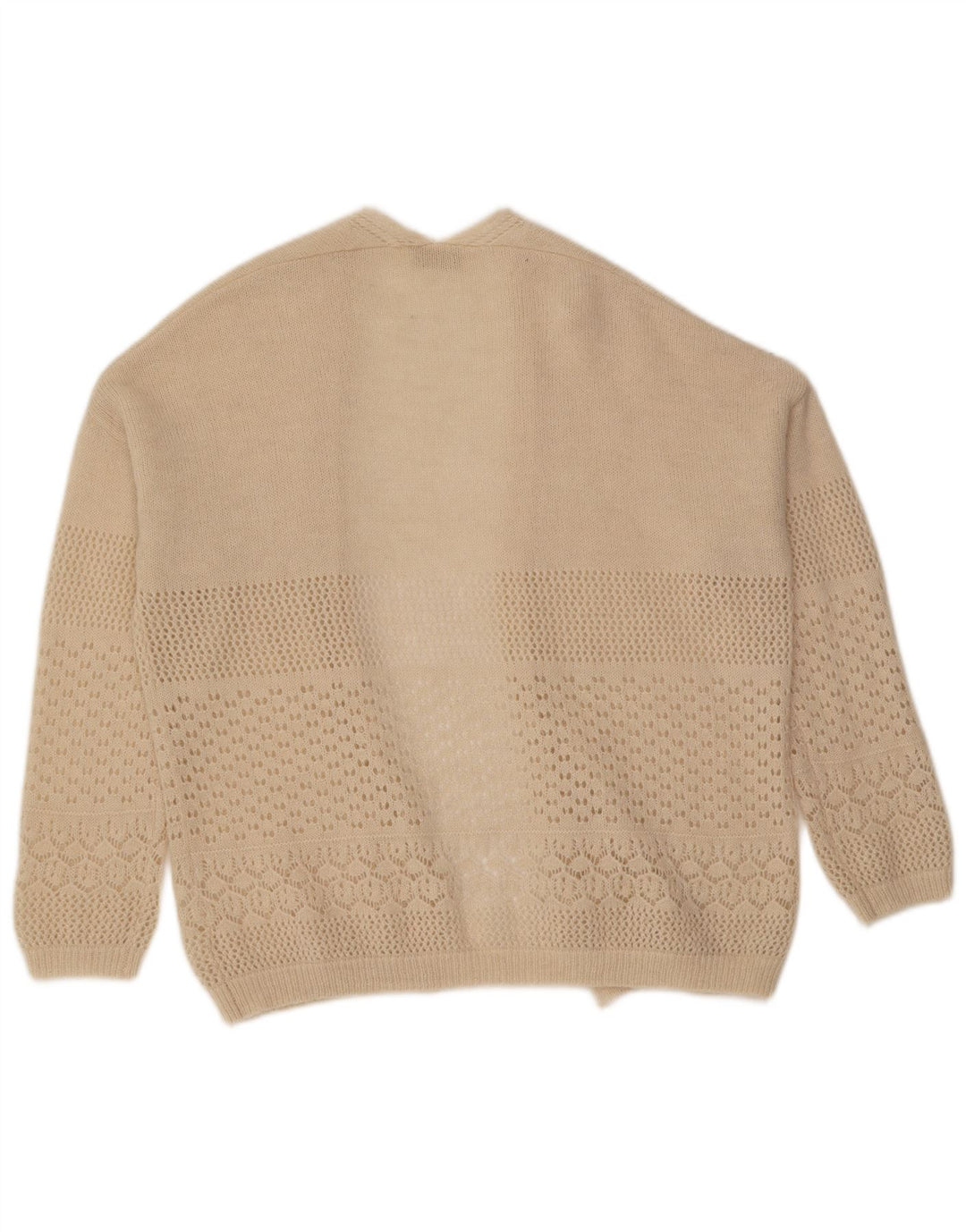 Vintage Womens Open Cardigan Sweater UK 16 Large Beige