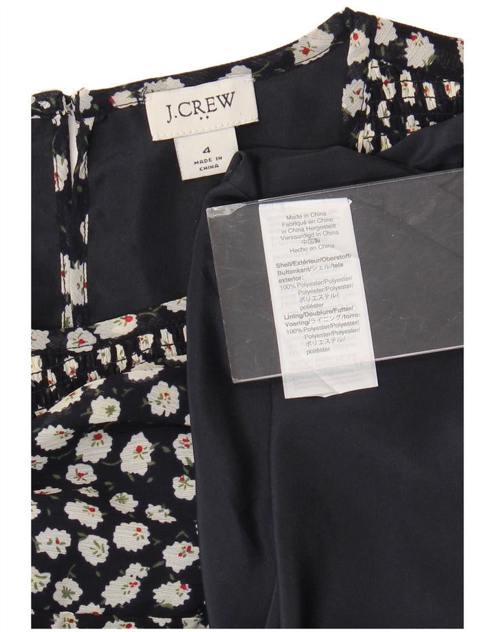 J. CREW Womens Long Sleeve Blouse Top US 4 Small Navy Blue Floral