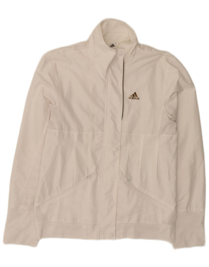 Adidas Womens Tracksuit Top Jacket UK 12 Medium  White Polyester