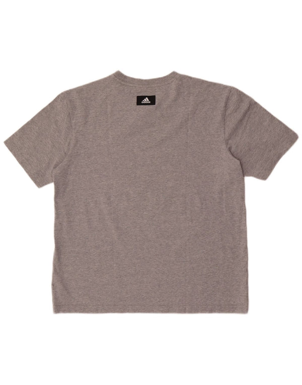 Adidas Mens Graphic T-Shirt Top Large Grey Flecked Cotton