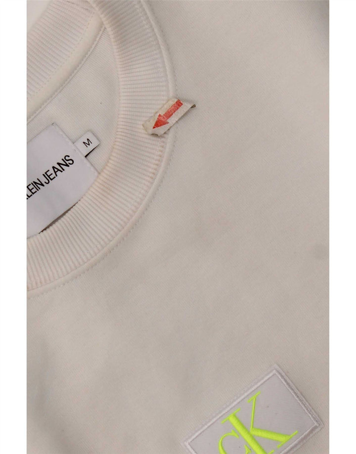 Calvin Klein Jeans Womens Oversized Sweatshirt Jumper UK 14 Medium White