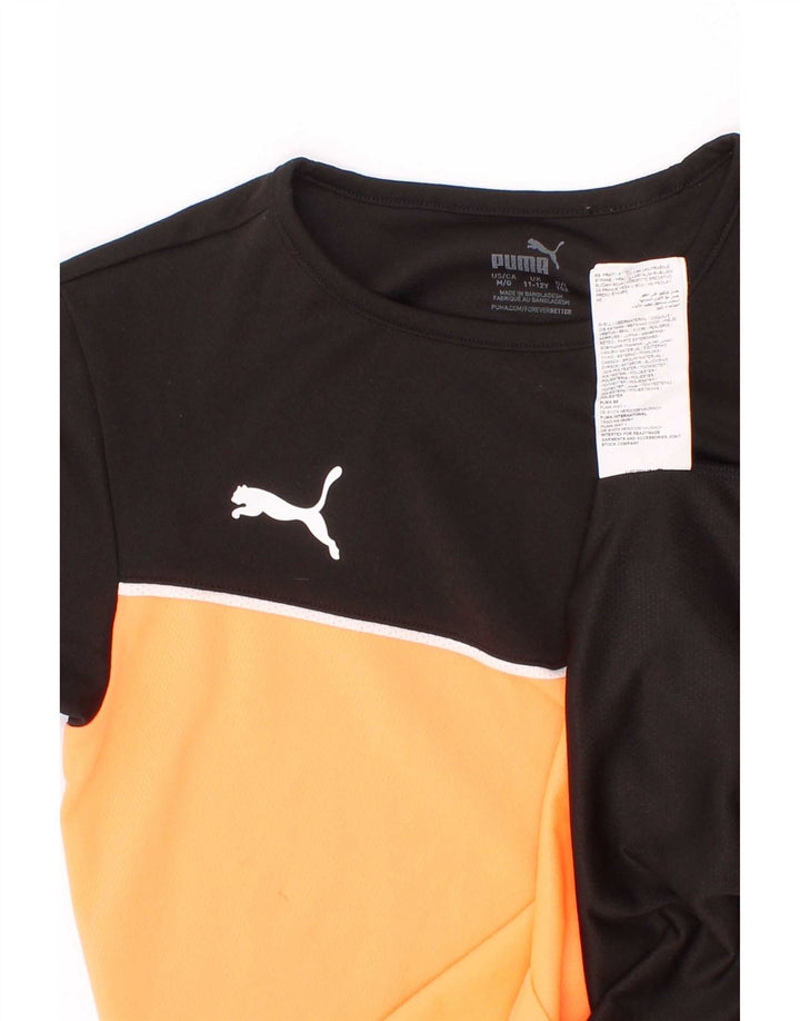 Puma Boys T-Shirt Top 11-12 Years Black Colourblock Polyester