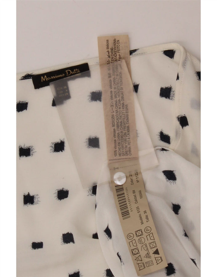 Massimo Dutti Dame Langærmet Bluse Top EU 36 XS Hvid Plettet