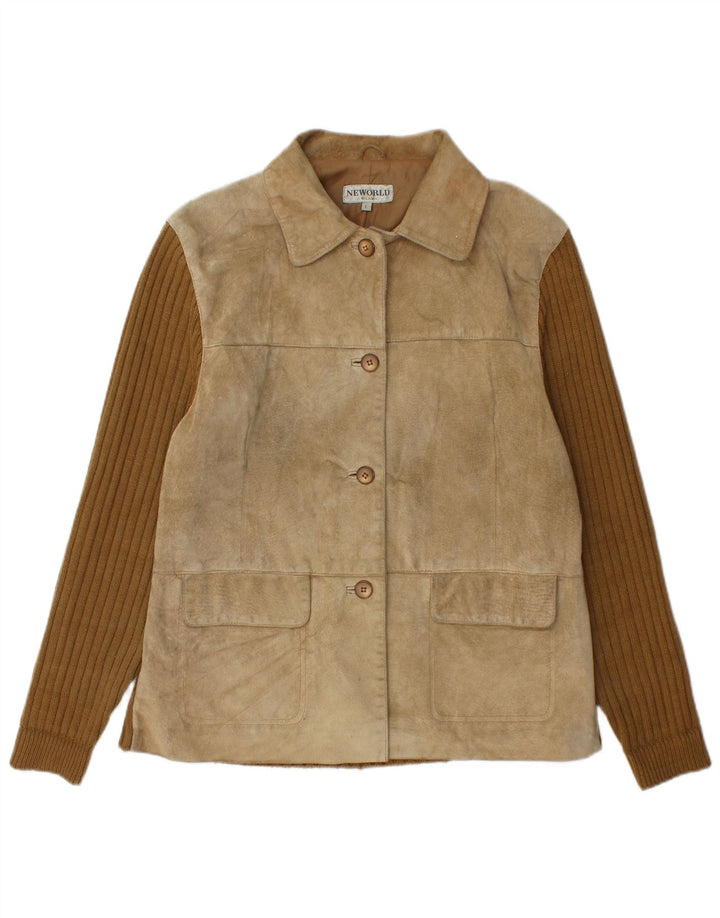 Vintage Womens Suede Jacket UK 16 Large Beige