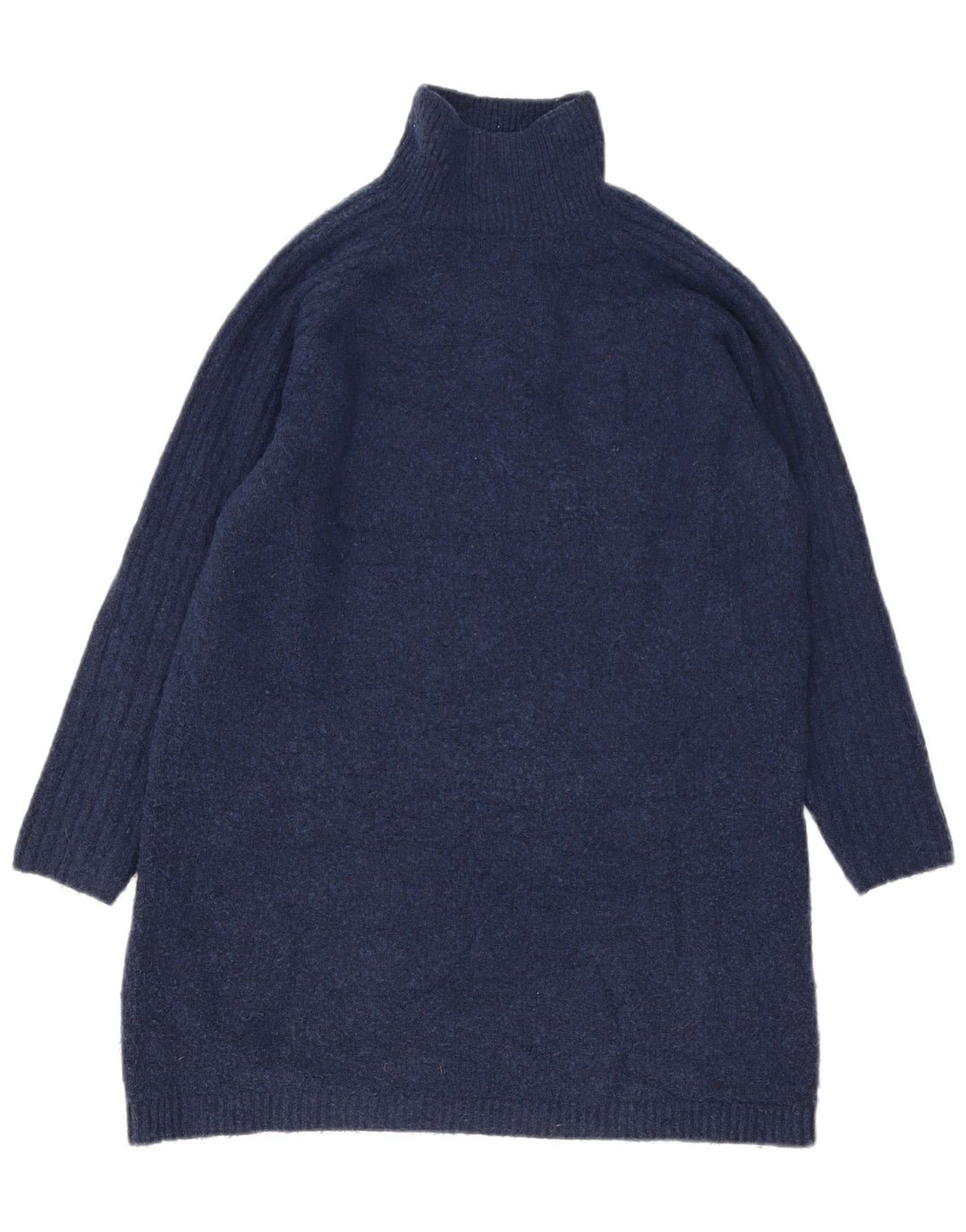 Marks & Spencer Womens Longline Roll Neck Jumper Sweater UK 10 Small Navy B