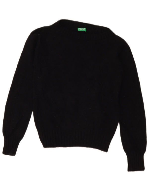 Maglione da donna con scollo a barca corto Benetton UK 10 piccolo nero