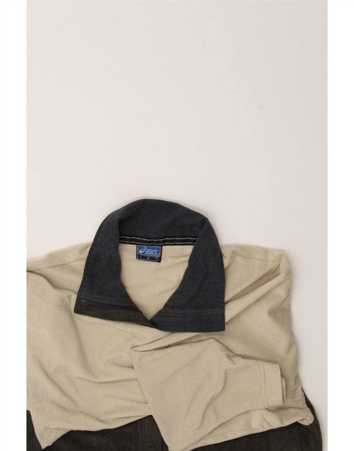 ASICS Womens Oversized Fleece Jacket UK 10 Small Khaki Colourblock Vintage Asics and Second-Hand Asics from Messina Hembry 