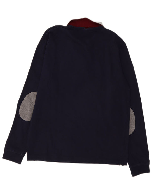 Sun68 Cămașă polo cu mânecă lungă pentru bărbați, XL, albastru bleumarin, bumbac color bloc