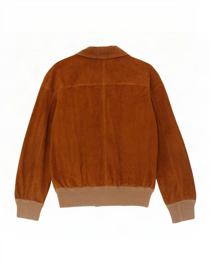 Giacca vintage in pelle scamosciata da uomo UK 12 Colorblock beige medio