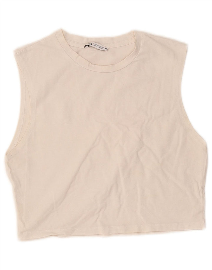 Zara Womens Crop Vest Top UK 18 XL White