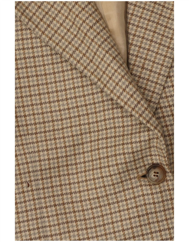 Luisa Spagnoli Womens 2 Button Blazer Jacket IT 48 XL Beige Houndstooth