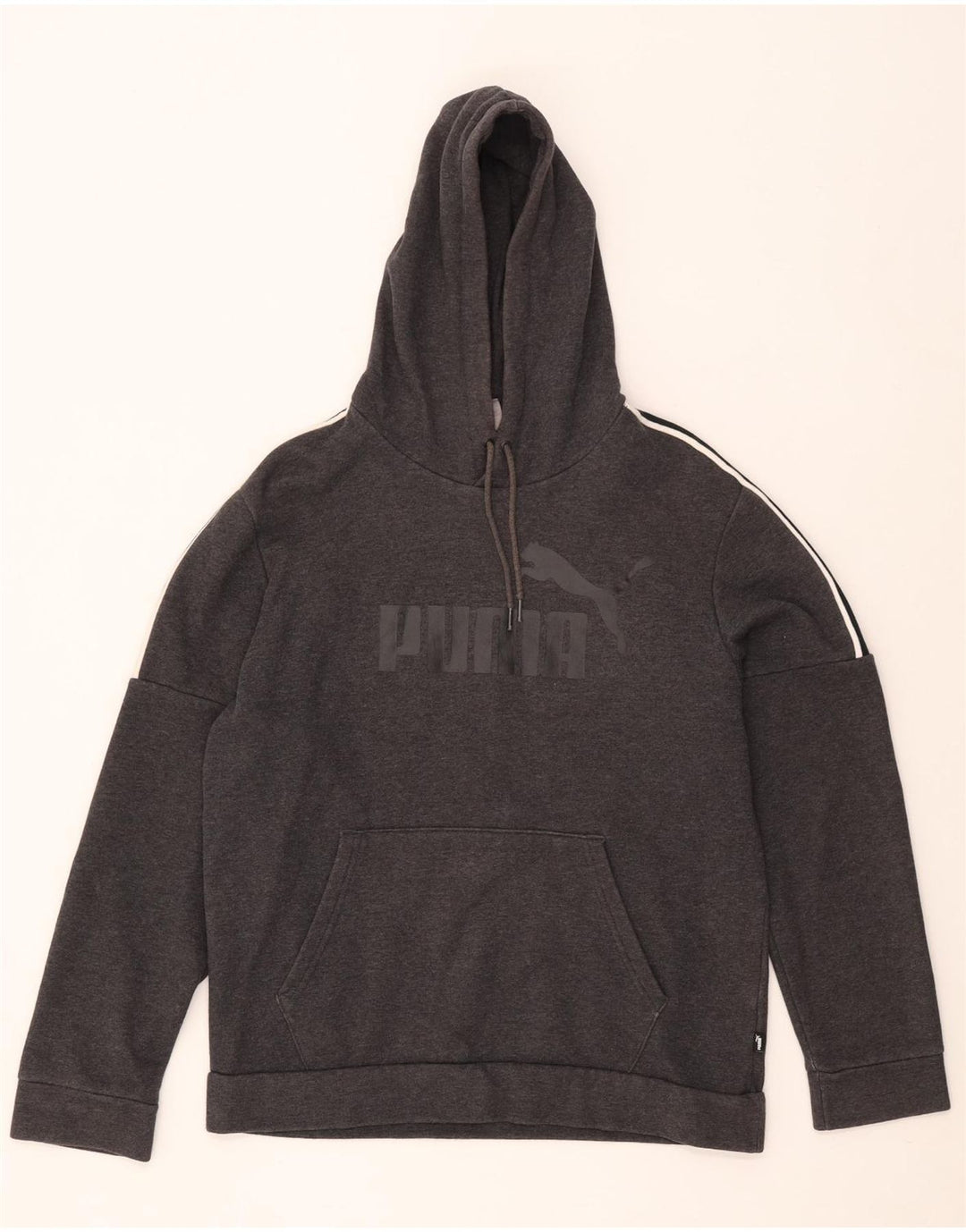Puma Mens Graphic Hoodie Jumper Medium Grey Colourblock Cotton