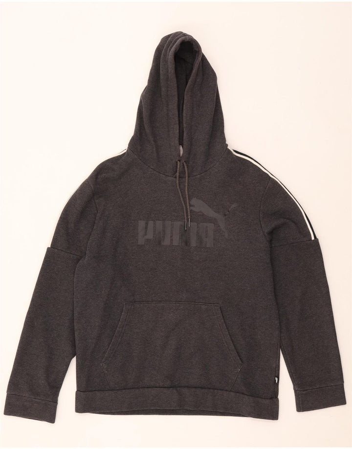 Puma Mens Graphic Hoodie Jumper Medium Grey Colourblock Cotton