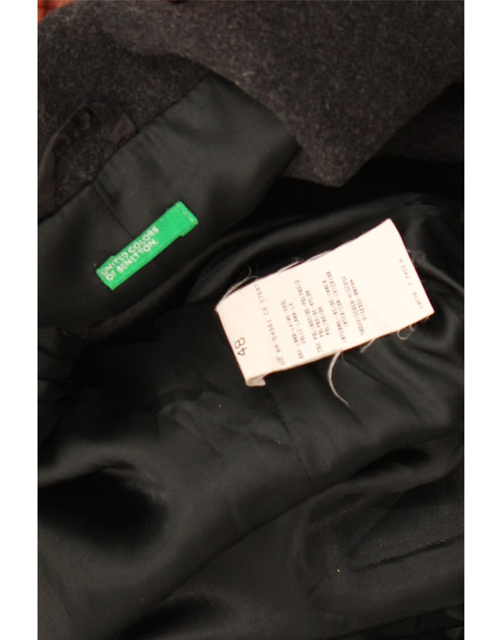 BENETTON Damen Mantel IT 48 XL Schwarze Wolle