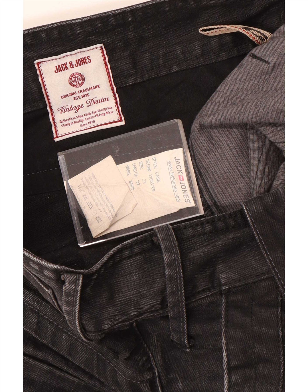 Jack & Jones Mens Cargo Straight Jeans W28 L32 Grey Cotton