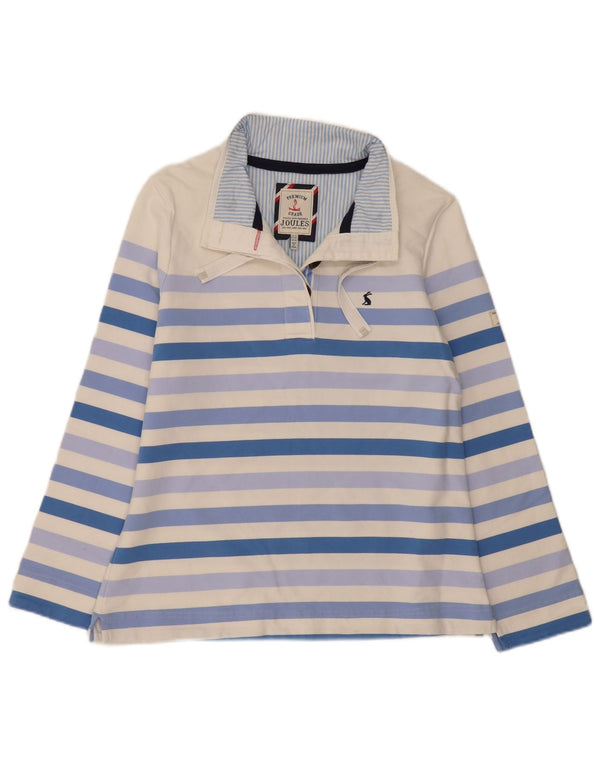 Joules Felpa da Donna con Collo a Bottone, Maglione UK 14, Grandi Righe Bianche