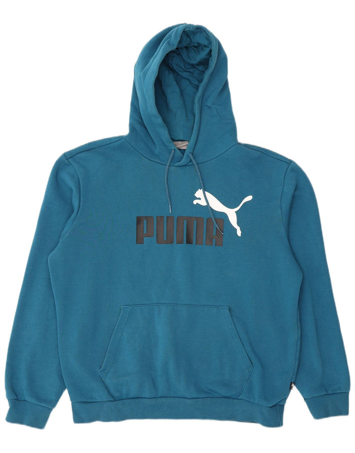 Puma Mens Graphic Hoodie Jumper Medium Blue Cotton