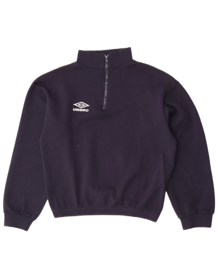 Umbro Herren Crop Zip Neck Sweatshirt Pullover Small Marineblau