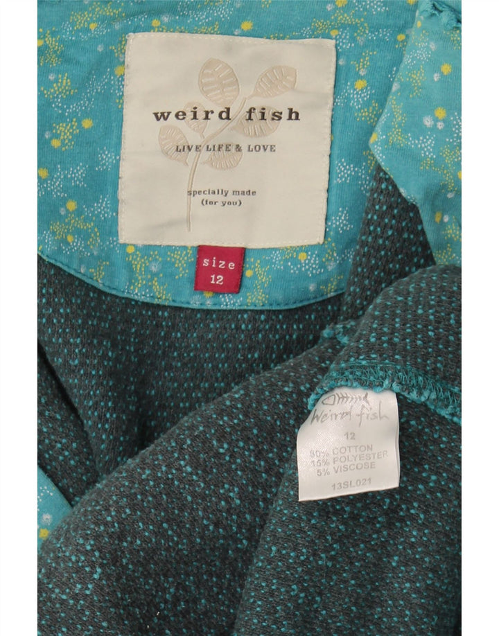 Weird Fish Womens Zip Hoodie Sweater UK 12 Medium Blue Cotton