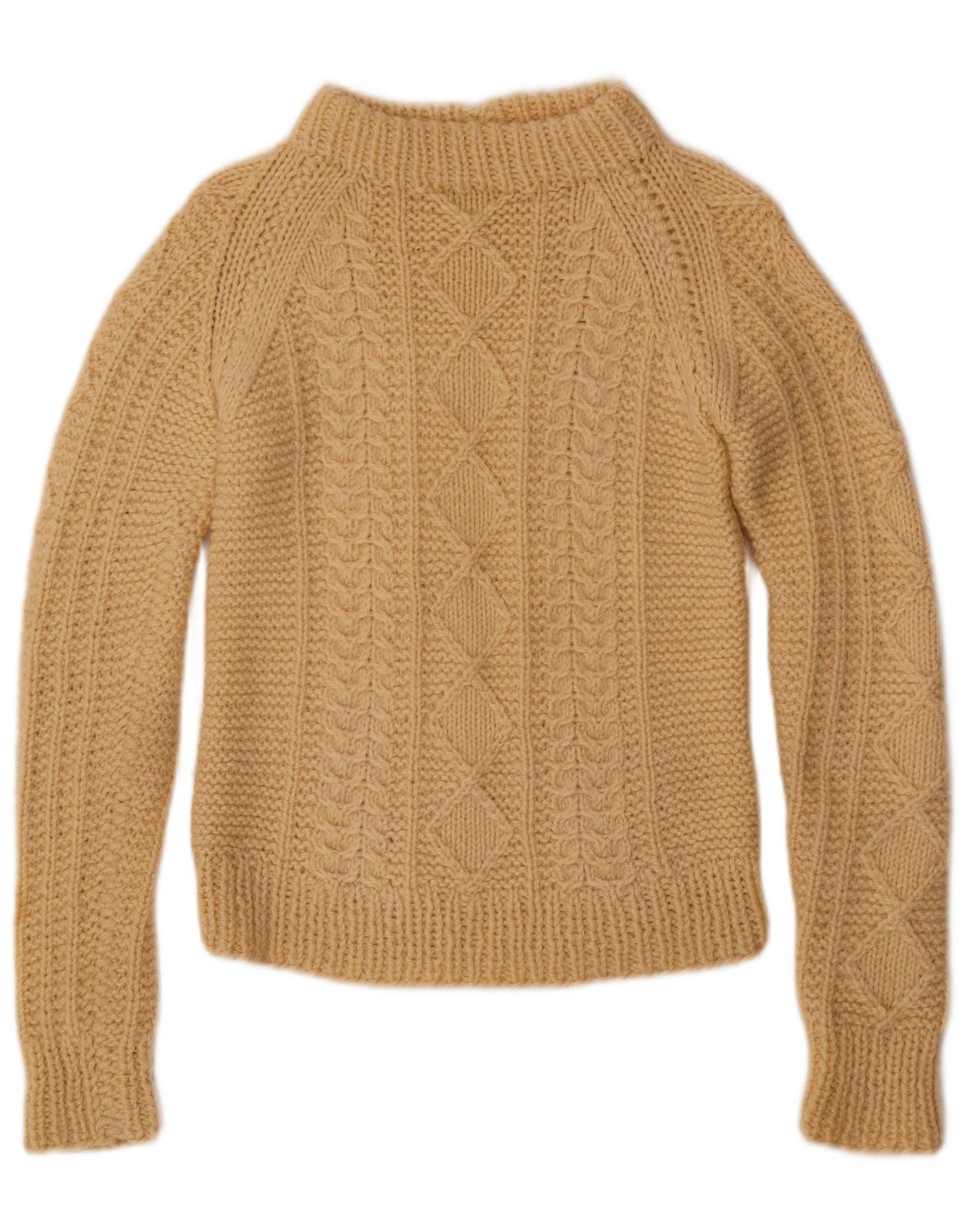 VINTAGE Womens Turtle Neck Jumper Sweater UK 8 Small Beige