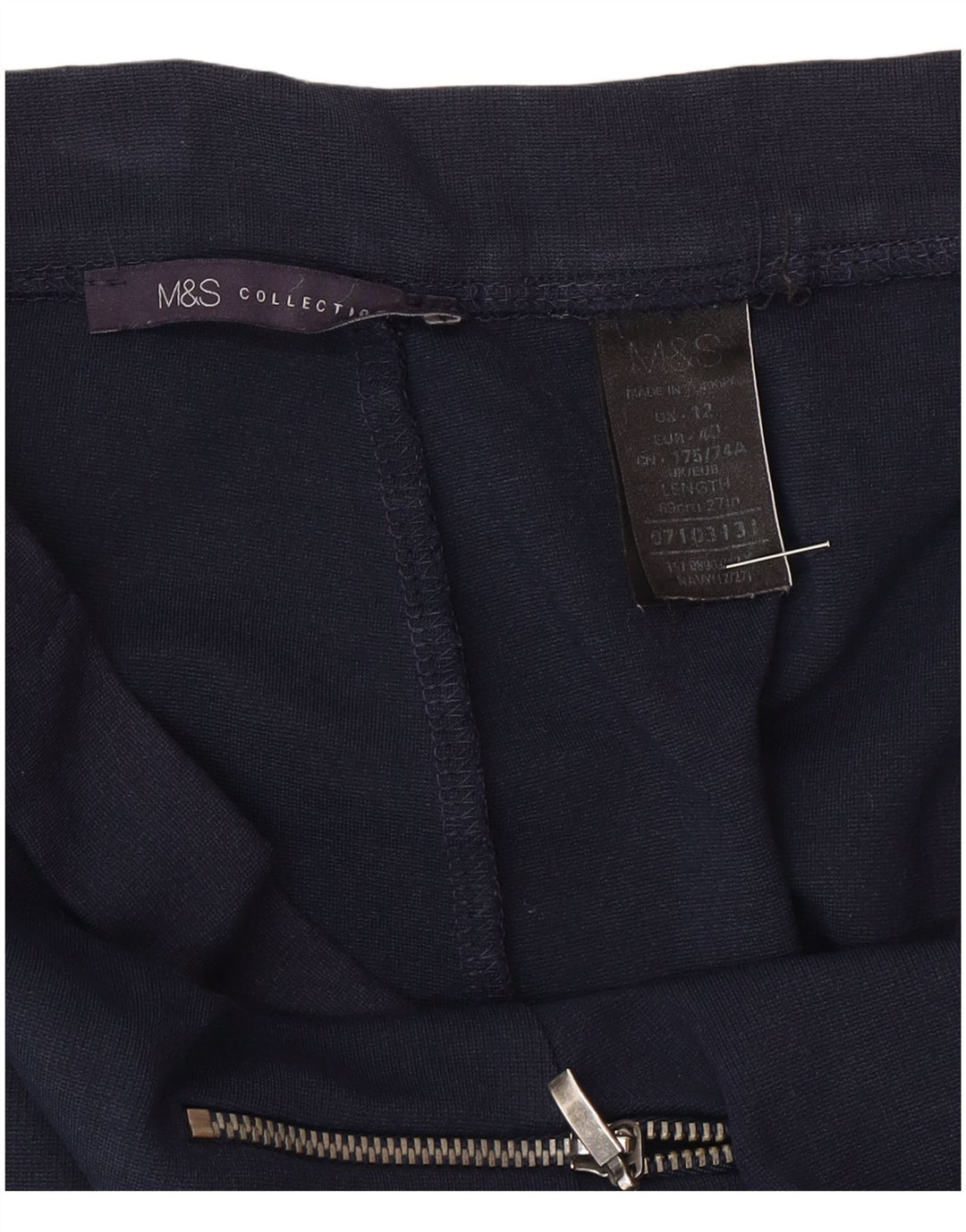Marks & Spencer Womens Midi Skirt UK 12 Medium W30  Navy Blue Polyamide