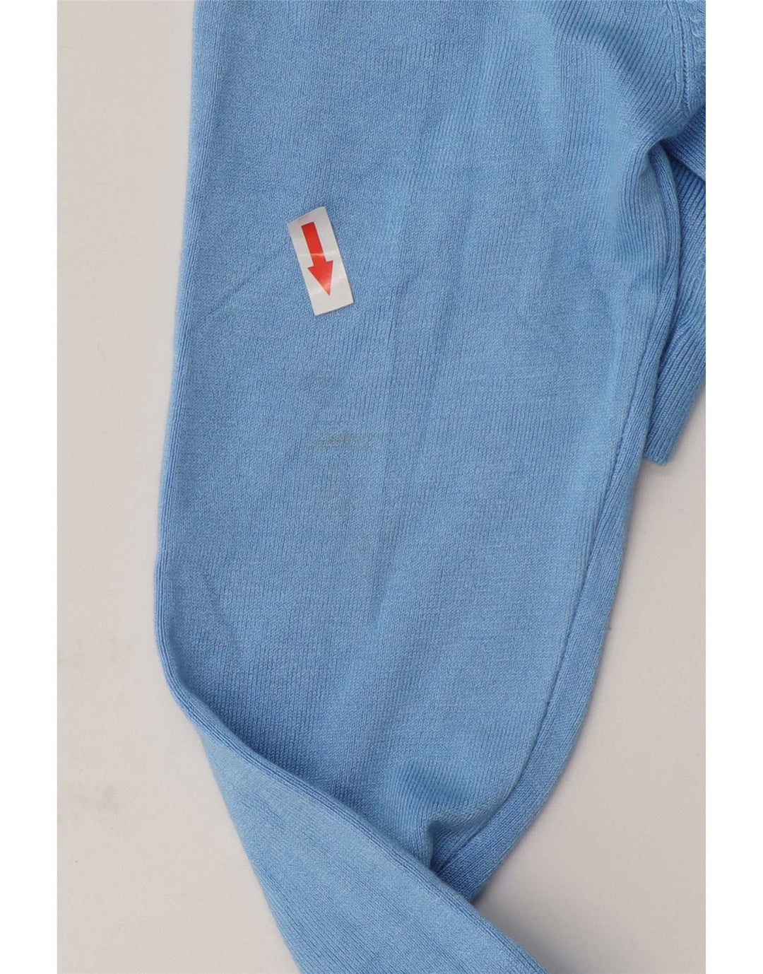 Suéter feminino Zara com gola redonda e viscose azul médio UK 12