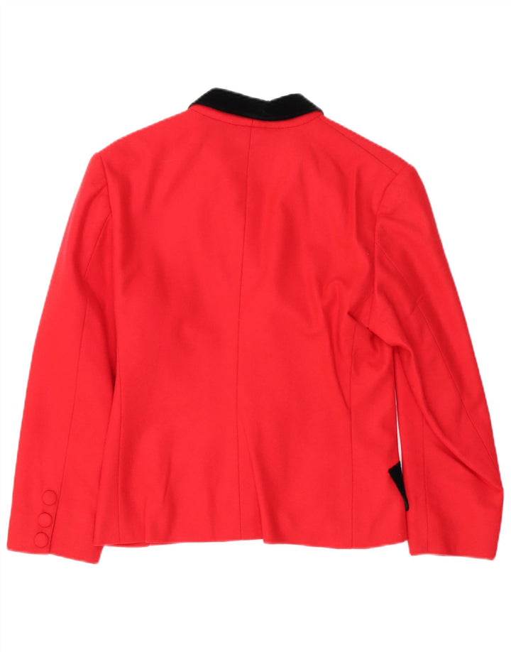 Giacca blazer vintage da donna a 2 bottoni UK 12 color block rosso medio