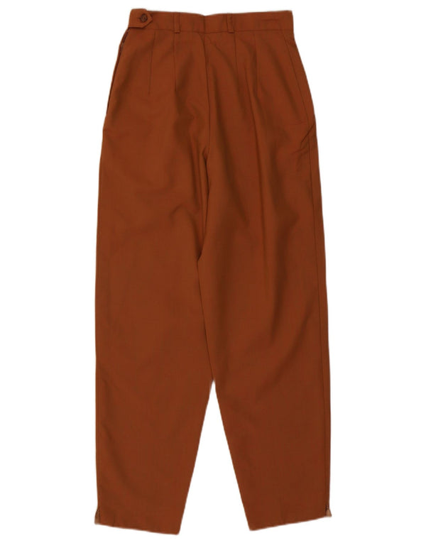 Vintage Womens High Waist Tapered Casual Trousers IT 40 Small W26 L26 Brown