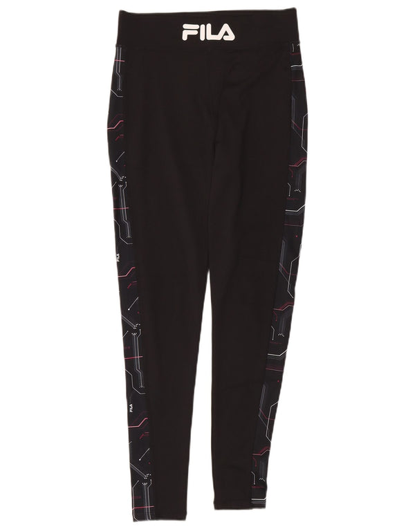Fila Kvinders Grafiske Leggings UK 12 Medium Sort Geometrisk Polyester