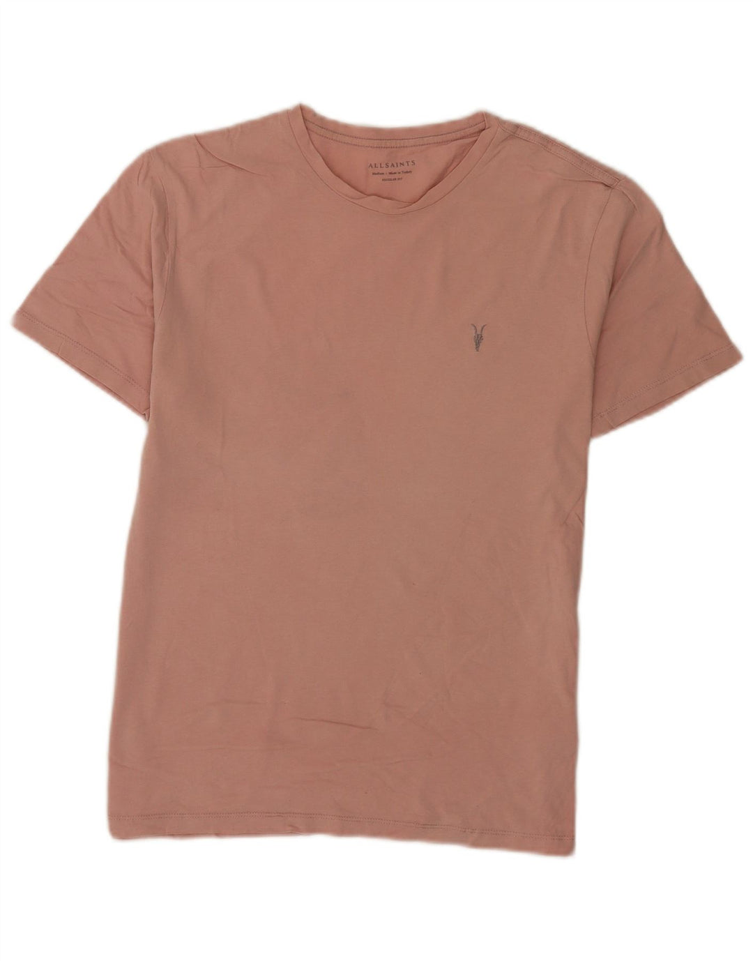 All Saints Mens Regular Fit T-Shirt Top Medium Pink Cotton