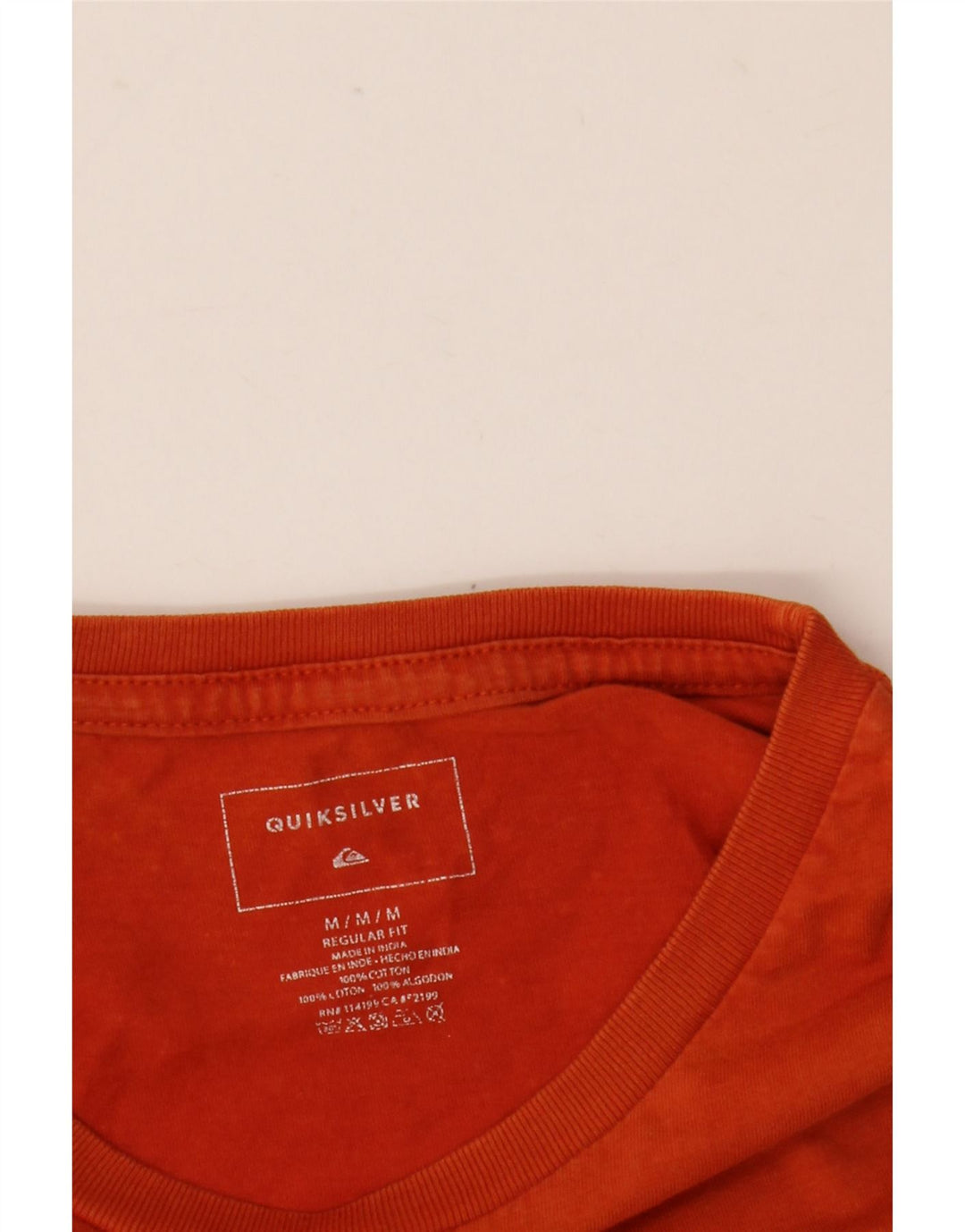 Quiksilver Mens Regular Fit Graphic T-Shirt Top Medium Orange Cotton