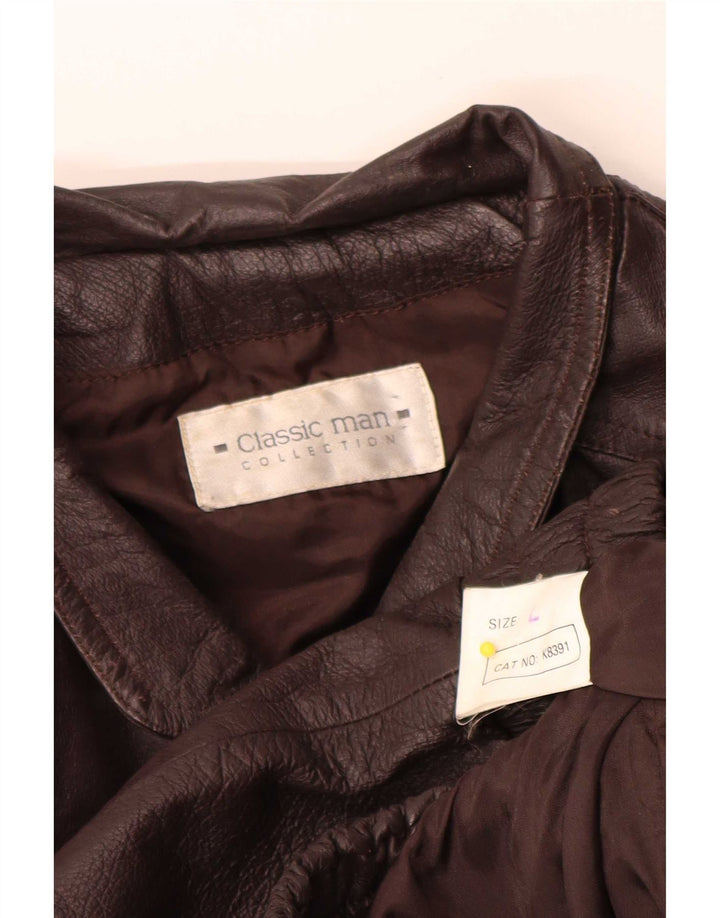 Giacca in pelle vintage da uomo UK 40 grande marrone