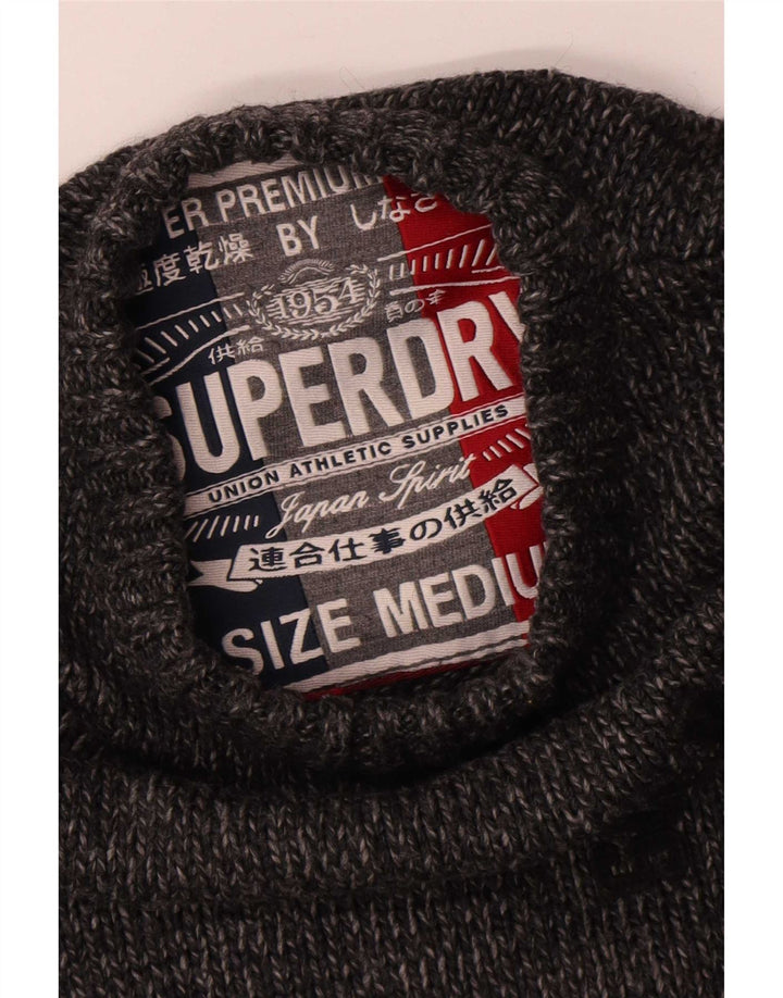 Мужской джемпер с круглым вырезом Superdry с рисунком, средний серый акрил в крапинку