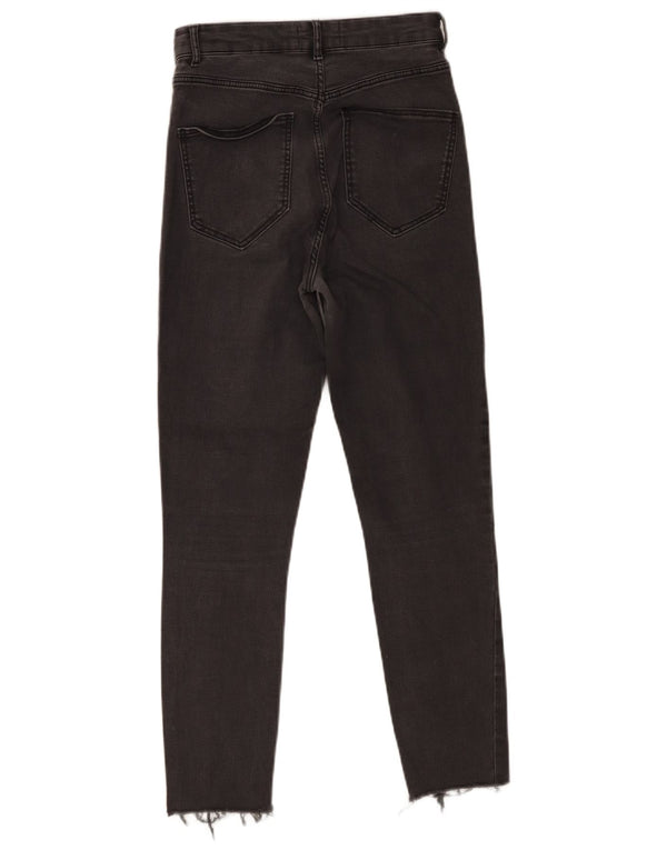 Zara Damen Distressed-Cropped-Jeans EU 38 Small W28 L25 Grau