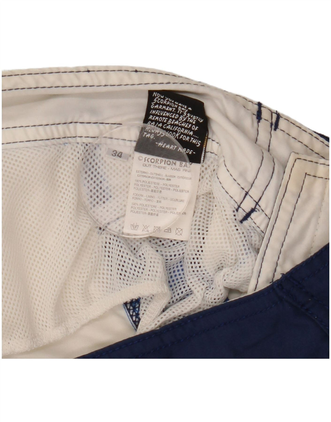 Scorpion Bay Mens Graphic Swimming Shorts Large  Blue Colourblock Polyester