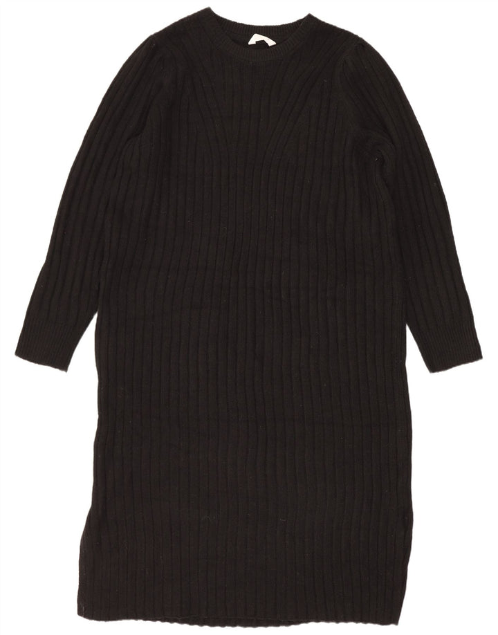 John Lewis Womens Long Sleeve Oversized Jumper Dress UK 14 Medium Black