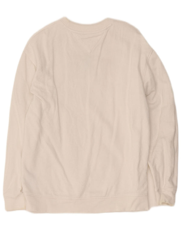 Tommy Hilfiger Womens Graphic Oversized Sweatshirt Jumper UK 10 Small White