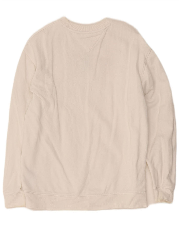 Tommy Hilfiger Womens Graphic Oversized Sweatshirt Jumper UK 10 Small White