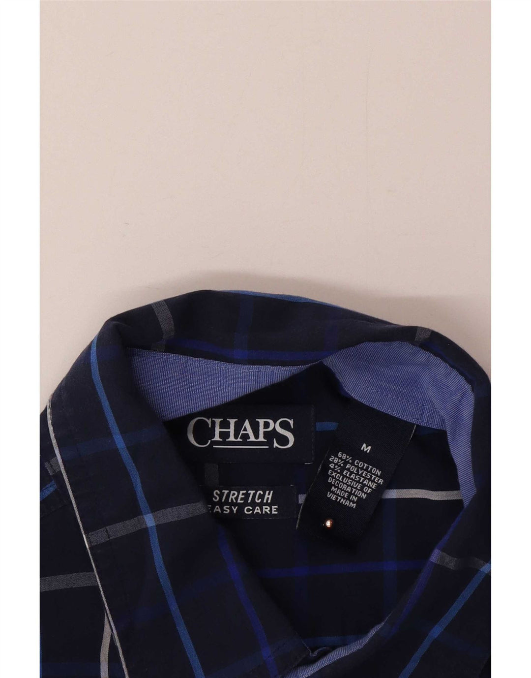 Camicia Chaps da uomo di facile manutenzione, cotone medio a quadri blu navy